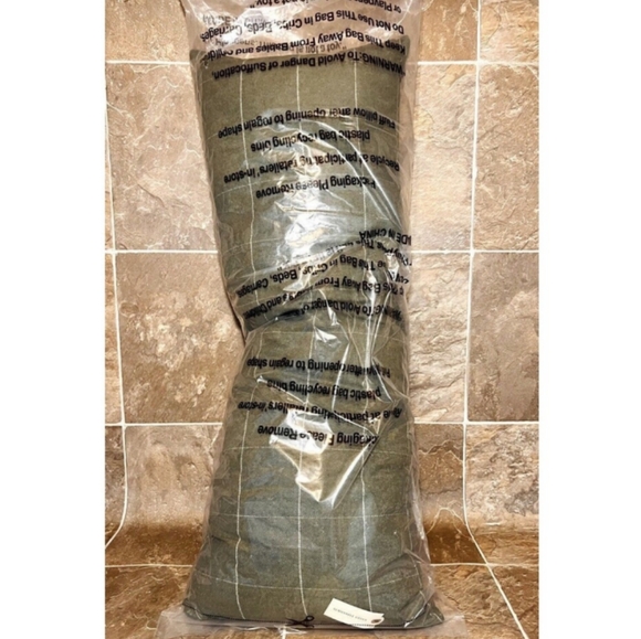 Hearth & Hand Plaid Oblong Lumbar Bed Pillow in Green/Cream 14×36 - Picture 11 of 13